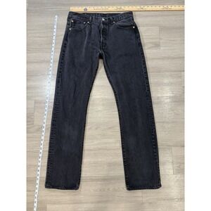 Levi's 501 Jeans Button Fly Men's 34x36 Black Denim Distressed Straight Leg‎